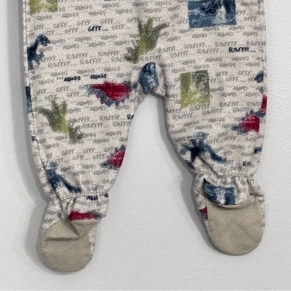 Carter's | Vintage Boys Grey Fleece Dinosaur Footed Sleeper Winter Pajamas - Picture 5 of 12